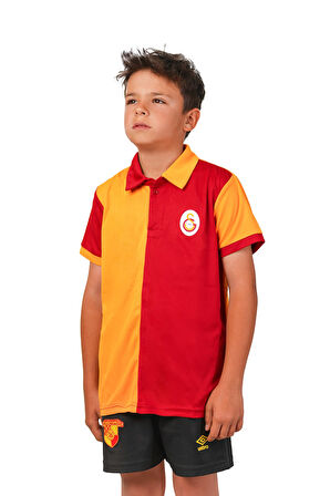 Galatasaray Lisanslı 5 Yıldız Polo Yaka Çocuk Forma T-Shirt 