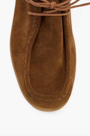 Westtowest Kadın Hakiki Deri Süet Loafer - Taba Bağcıklı Günlük Rahat Ayakkabı