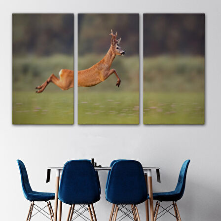 Harita Sepeti Koşan Geyik Dekoratif Kanvas Tablo 1170