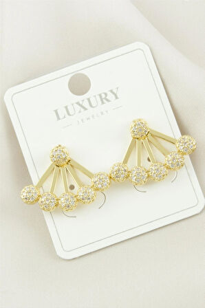 Top Zirkon Taşlı Lüks Küpe