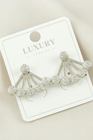 Top Zirkon Taşlı Lüks Küpe