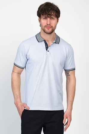 Erkek Basic Düz Kısa Kol Pudra Uzun Polo Yaka Tişört