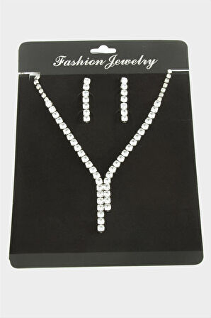 Tamtur Zirkon Taşlı Lüks Set Kolye 5 mm