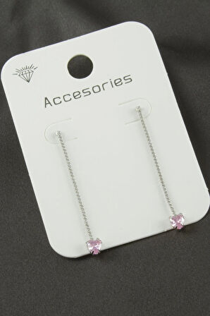 Kalp Suyolu Taşlı Küpe