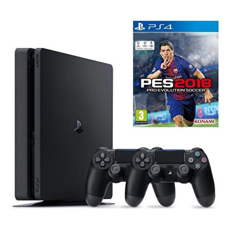 Sony Ps4 Slim 500Gb Oyun Konsolu + 2. Kol +  Pes 2018-Türkçe Menü