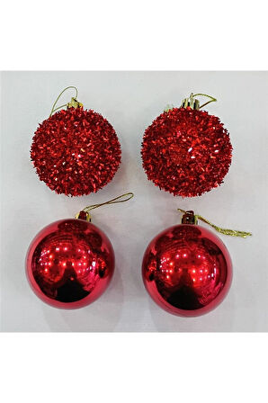 16 Adet Kırmızı Renkli Cici Top Yılbaşı Ağaç Süsü