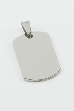 Künye İsim Yazılabilir Çelik Kolye Ucu 2*3 cm