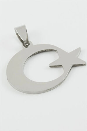 Ay Yıldız Çelik Kolye Ucu 3 cm