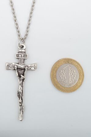 2'li Hz.İsa Haç - Çarmıh Erkek Kadın Kolye Seti 925 Ayar Gümüş Kaplama