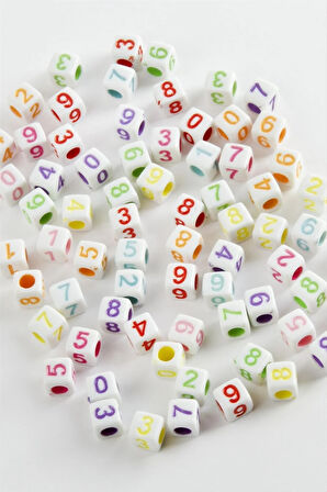 6*6 mm Karışık Renkli Rakam Küp Boncuk 500 gram