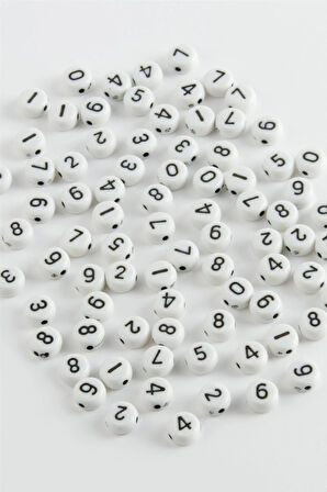 7 mm Siyah Renkli Rakam Boncuk 500 gram