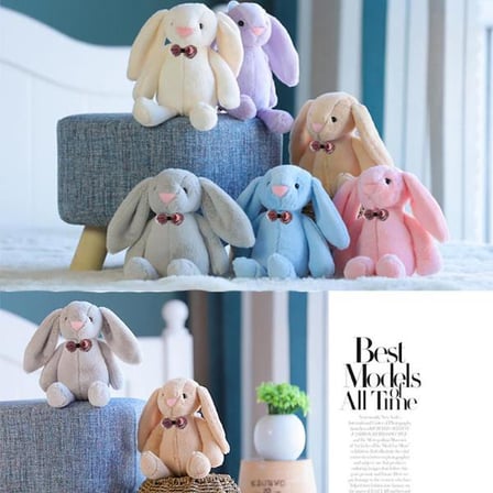 Uyku Arkadaşım PAPYONLU Uzun Kulak 65 cm Peluş Tavşan ve Eğitici Eğlenceli Etkinlik SETİ