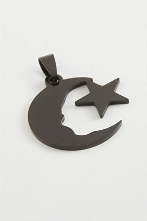 Ay Yıldız Çelik Kolye Ucu 3 cm