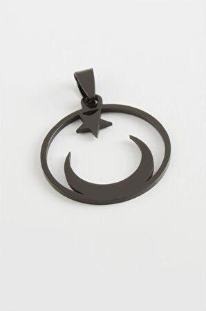 Ay Yıldız Çelik Kolye Ucu 3 cm