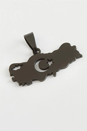 Ay Yıldız Çelik Kolye Ucu 3,5 cm