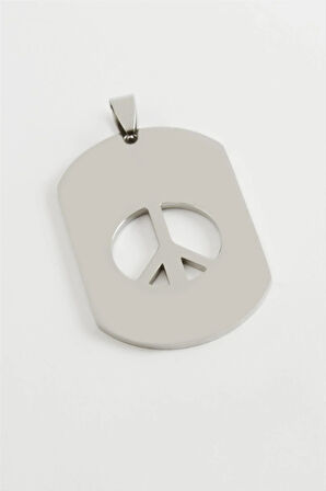 Barış İşareti Çelik Kolye Ucu 3*5 cm