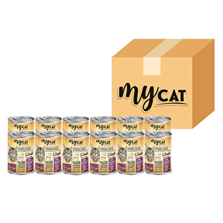 MYCAT KUZU PARÇA ETLİ KISIRLAŞTIRILMIŞ (STERİLİSED) KEDİ KONSERVESİ 12 Lİ (400GR)