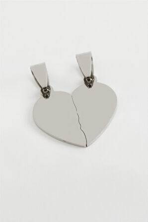 Kalp İsim Yazılabilir Çift Çelik Kolye Ucu 2,5 cm