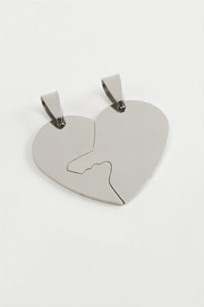 Kalp İsim Yazılabilir Çift Çelik Kolye Ucu 3,3 cm