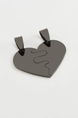 Kalp İsim Yazılabilir Çift Çelik Kolye Ucu 3 cm