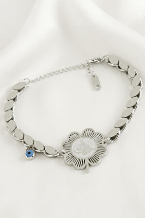 Yonca Arpa Zincir Lüks Çelik Bileklik