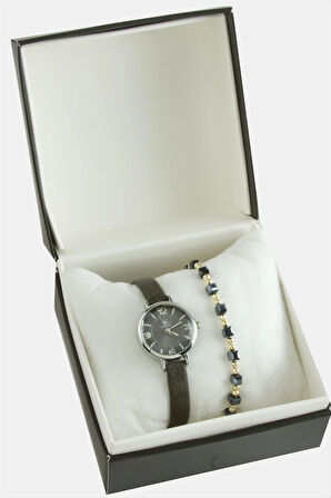 Kayışlı Bayan Kol Saati ve Kutulu Bileklik Kombini