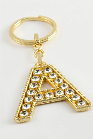 Sarı Renkli Taşlı Harf Anahtarlık