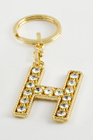 Sarı Renkli Taşlı Harf Anahtarlık