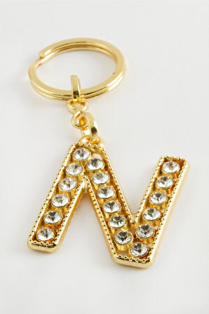 Sarı Renkli Taşlı Harf Anahtarlık Standlı 72 Adet