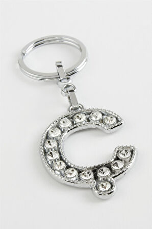 Gümüş Renkli Taşlı Harf Anahtarlık Standlı 72 Adet