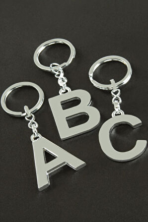 Gümüş Renkli Metal Harf Anahtarlık Standlı 72 Adet