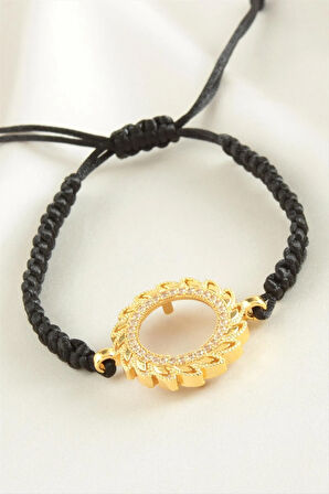 Çeyrek Altın Koyulabilir Makrome Örgülü Bileklik