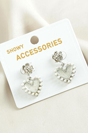 Kalp Trend İnci Küpe