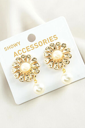 Papatya Trend İnci Küpe