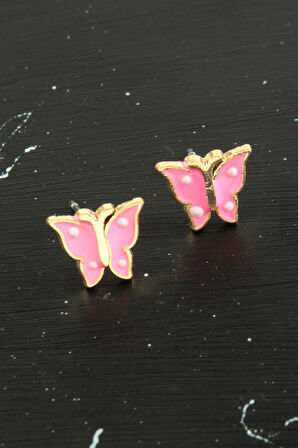 Benekli Kelebek Mineli Minik Küpe