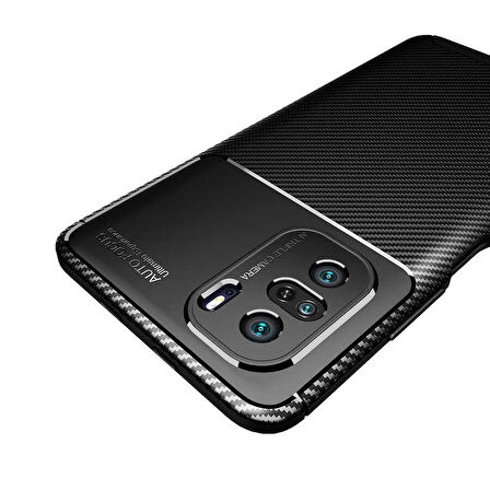 Gpack Xiaomi Mi 11i Kılıf Negro Kamera Korumalı Karbon GörünümNano Glass