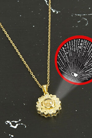 Papatya Lüks Çelik Kolye 100 Dilde Seni Seviyorum