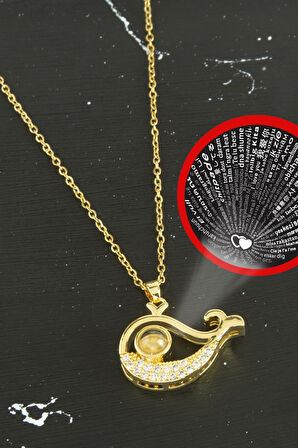 Balık Lüks Çelik Kolye 100 Dilde Seni Seviyorum