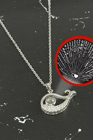 Balık Lüks Çelik Kolye 100 Dilde Seni Seviyorum