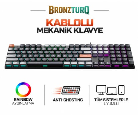 MK1175-SIYAH RAINBOW ANTI-GHOSTING KABLOLU MEKANİK KLAVYE