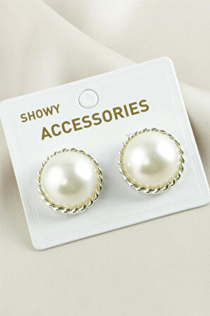 Yuvarlak Trend İnci Küpe