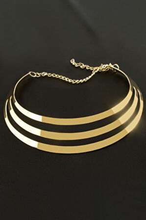 Çizgili Metal Tasma Kolye