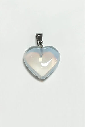 Ay Taşı Kalpli Doğaltaş Kolye Ucu