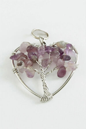 Ametist Kalp Doğaltaş Kolye Ucu
