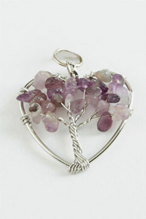 Ametist Kalp Doğaltaş Kolye Ucu