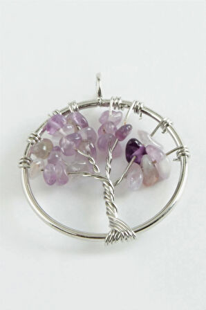 Ametist Kalp Doğaltaş Kolye Ucu