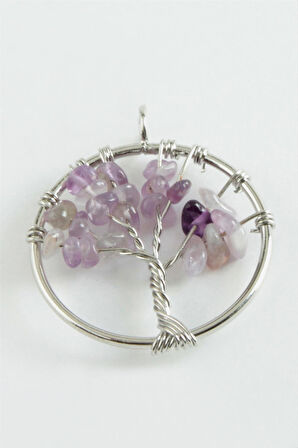 Ametist Kalp Doğaltaş Kolye Ucu