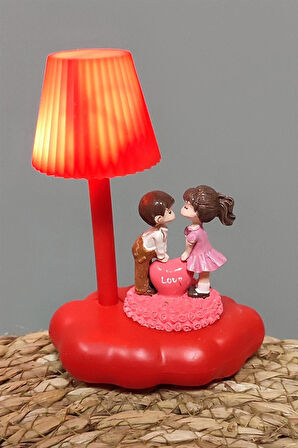 Sevgili Çift Abajur Işıklı Masa Lambası