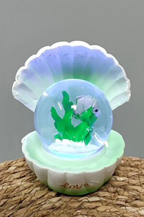 Balık İstiridye Işıklı Kar Küresi Orta