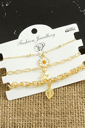 3 Adet Papatya Trend Zincir Bileklik